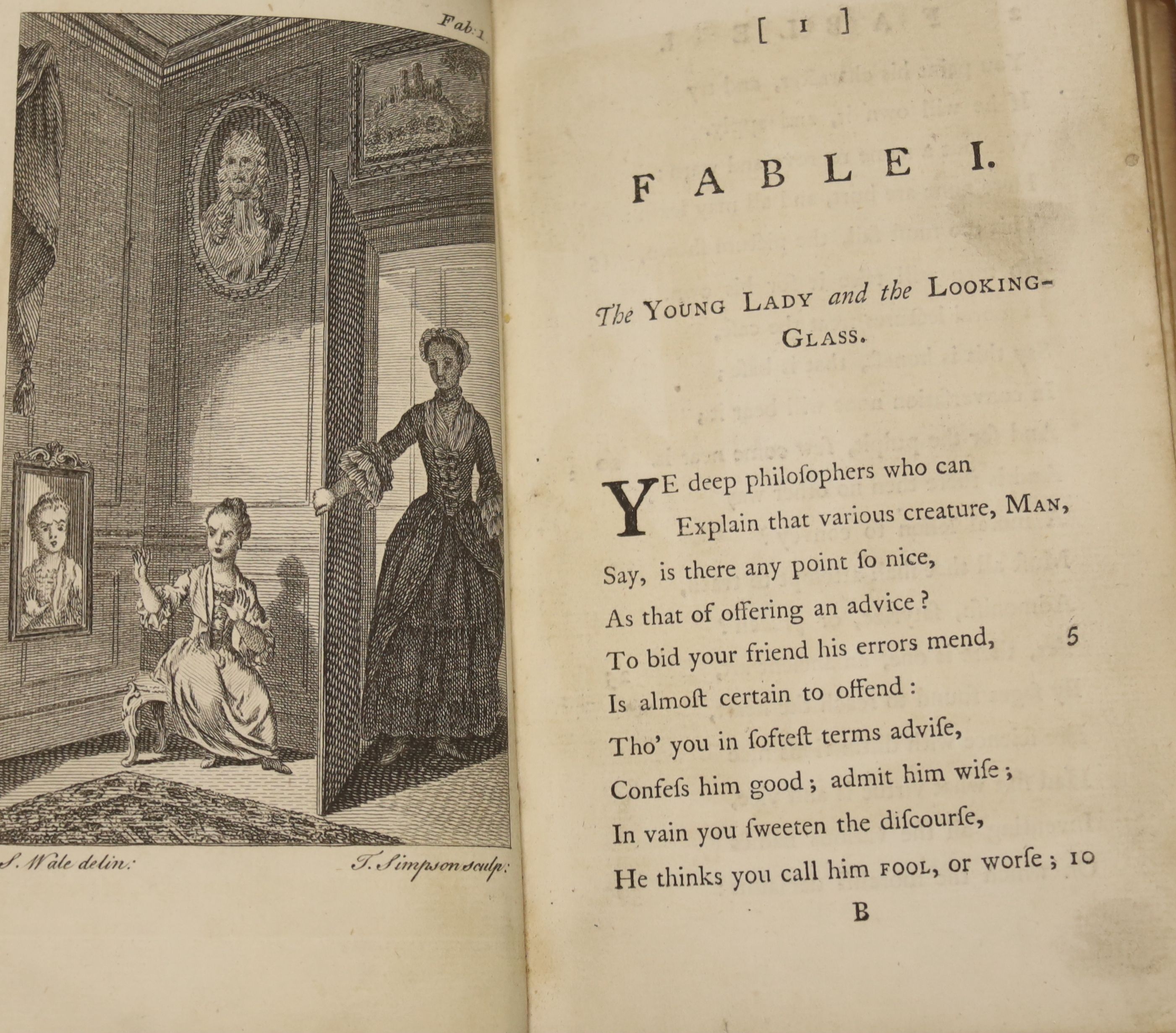 Wilkie, William - Fables, 8vo, calf, rebacked and re-cornered, with 18 engraved plates, Edward and Charles Dilly, London 1768